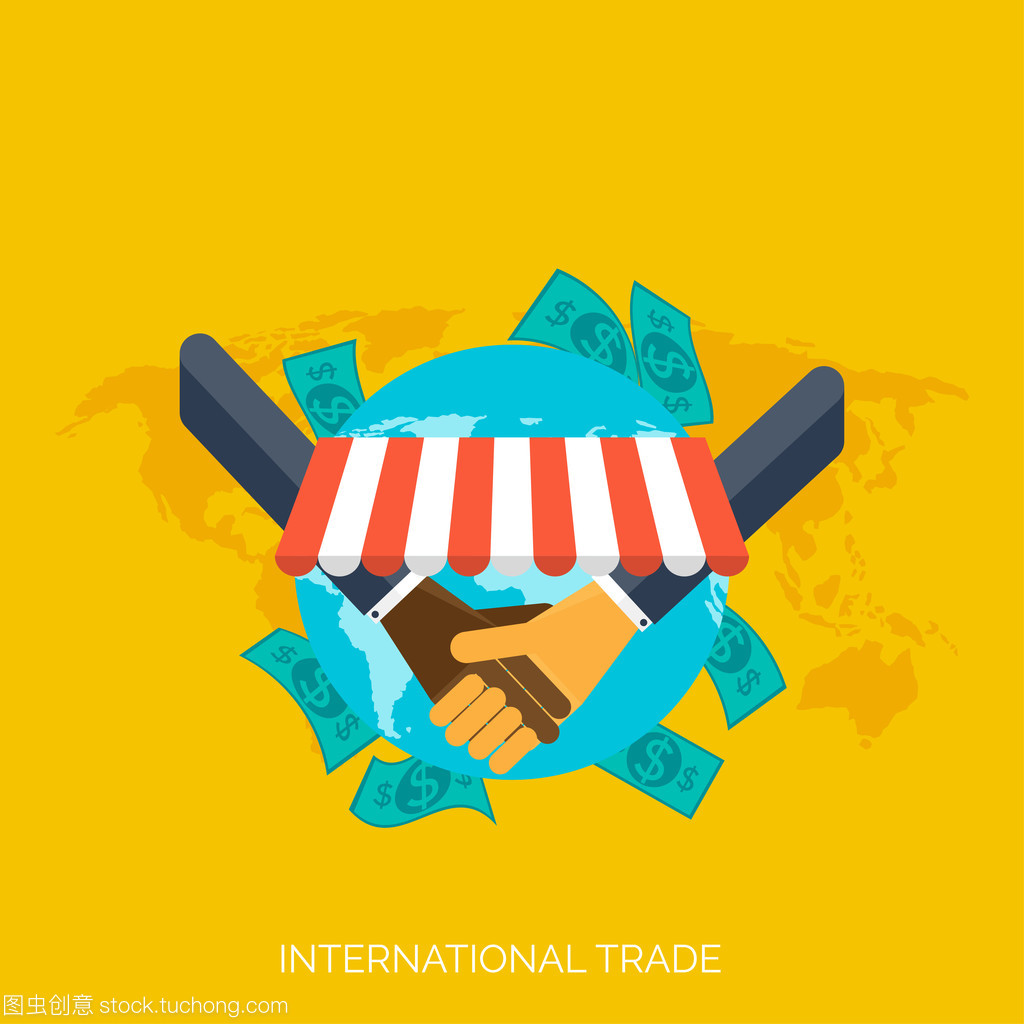 平的手。全球國際貿易概念背景。業務和賺錢